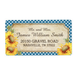 Zonnebloemen rustieke land picknick bruiloft label