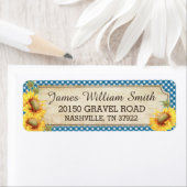 Zonnebloemen rustieke land picknick bruiloft label (Insitu)