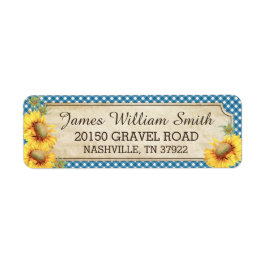 Zonnebloemen rustieke land picknick bruiloft label