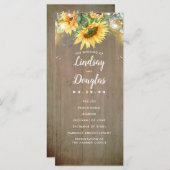 Zonnebloemen rustieke landelijke herfst bruiloft p programmakaart (Voorkant / Achterkant)