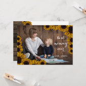 Zonnebloemen rustieke Moederdag fotokaart Kaart (Voorkant / Achterkant in situ)