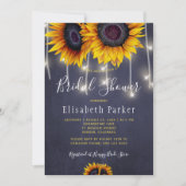 Zonnebloemen rustieke string lichten chic vrijgeze kaart (Voorkant)