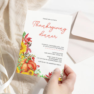 Zonnebloemen Rustieke Thanksgiving Diner Invitatio Kaart