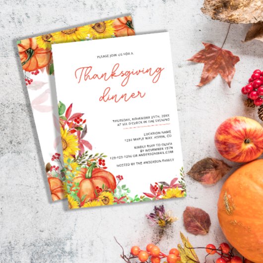 Zonnebloemen Rustieke Thanksgiving Diner Invitatio Kaart