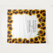 Zonnebloemen rustieke trouwfoto booth achtergrond wandkleed (Voorkant (horizontaal))