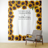 Zonnebloemen rustieke trouwfoto booth achtergrond wandkleed (In situ)