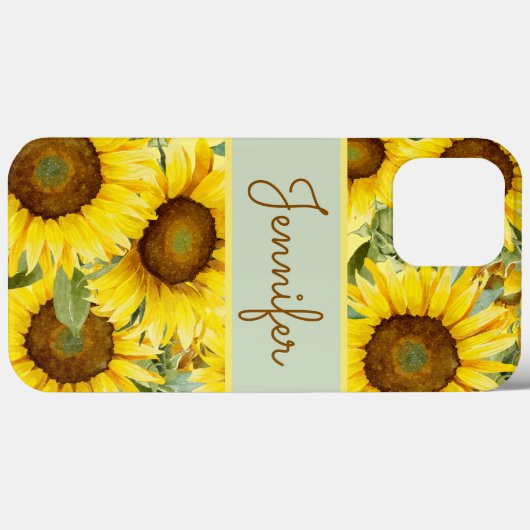 Zonnebloemen Rustige, bruine Waterverf Aangepast Case-Mate iPhone Case (Achterkant (horizontaal))