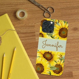 Zonnebloemen Rustige, bruine Waterverf Aangepast Case-Mate iPhone Case