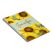 Zonnebloemen Rustige, bruine Waterverf Aangepast Notitieboek (Rechterzijde)