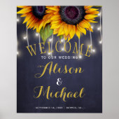Zonnebloemen Rustige lichten vallen welkomstbord v Poster (Voorkant)