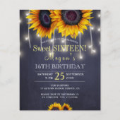 Zonnebloemen rustige, zoete zestien uitnodiging (Voorkant)