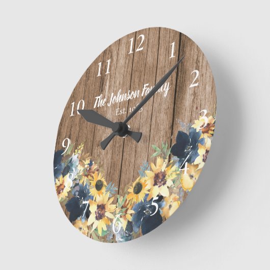 Zonnebloemen Rustisch Hood Familie Naam Keukenklok Ronde Klok (Hoek)