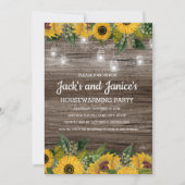 Zonnebloemen Rustisch Hood String Licht Housewarmi Kaart (Voorkant)