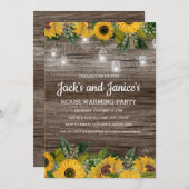 Zonnebloemen Rustisch Hood String Licht Housewarmi Kaart (Voorkant / Achterkant)