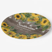 Zonnebloemen Rustisch Hood String Licht Housewarmi Papieren Bordje (Gekanteld)