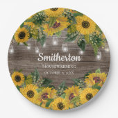 Zonnebloemen Rustisch Hood String Licht Housewarmi Papieren Bordje (Voorkant)