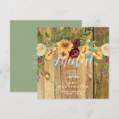 Zonnebloemen Rustisch hout en groen Vrijgezellenfe Kaart (Voorkant / Achterkant)