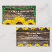 Zonnebloemen | Rustisch hout en wijnstokken Visitekaartje (Voorkant / Achterkant)