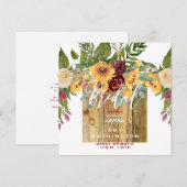 Zonnebloemen Rustisch Vrijgezellenfeest met houten Kaart (Voorkant / Achterkant)