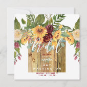 Zonnebloemen Rustisch Vrijgezellenfeest met houten Kaart (Voorkant)