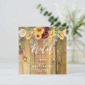 Zonnebloemen Rustisch Vrijgezellenfeest van hout Kaart (Staand voorkant)