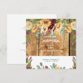 Zonnebloemen Rustisch Vrijgezellenfeest van hout Kaart (Voorkant / Achterkant)