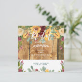 Zonnebloemen Rustisch Vrijgezellenfeest van hout Kaart (Staand voorkant)