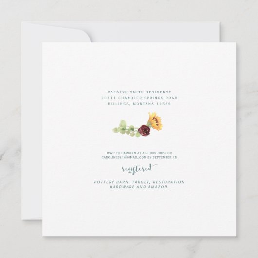 Zonnebloemen Rustisch Vrijgezellenfeest van hout Kaart (Achterkant)