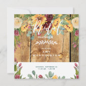 Zonnebloemen Rustisch Vrijgezellenfeest van hout Kaart (Voorkant)