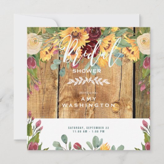 Zonnebloemen Rustisch Vrijgezellenfeest van hout Kaart (Voorkant)