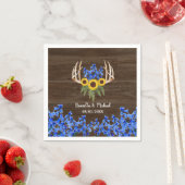 Zonnebloemen Rustische Floral Antlers Weddenschap Servet (Insitu)