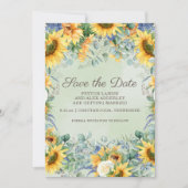 Zonnebloemen Sage Green Eucalyptus Leaves Weddensc Save The Date (Voorkant)