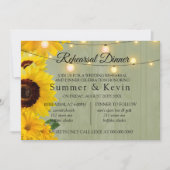 Zonnebloemen Sage Wood Lights Rehearsal Dinner Kaart (Voorkant)