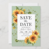 Zonnebloemen Salie Groene Trouw Save The Date (Voorkant)