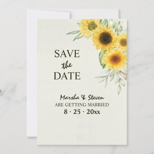 Zonnebloemen Save the Date Aankondiging (Voorkant)
