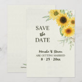 Zonnebloemen Save the Date Aankondiging (Voorkant / Achterkant)