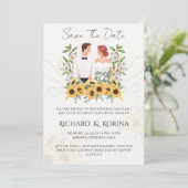 Zonnebloemen Save the Date Kaart (Staand voorkant)
