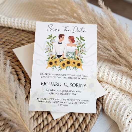 Zonnebloemen Save the Date Kaart