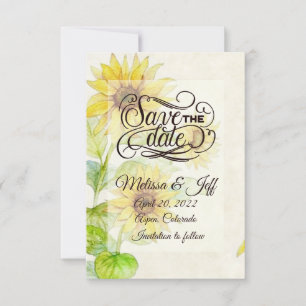 Zonnebloemen save the date uitnodiging