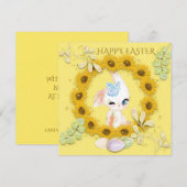 Zonnebloemen Schattige Bunny Eggs Happy Easter Yel Feestdagenkaart (Voorkant / Achterkant)
