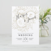 Zonnebloemen schetsen Rustisch kraftpapier bruilof Kaart (Staand voorkant)