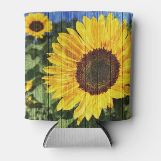 Zonnebloemen Schilderd hek Blikjeskoeler (Voorkant)