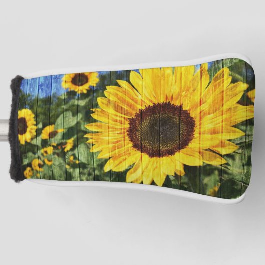 Zonnebloemen Schilderd hek Golfheadcover (Voorkant)