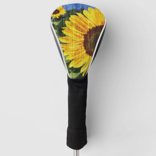 Zonnebloemen Schilderd hek Golfheadcover (Voorkant)