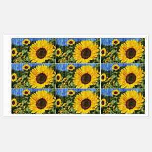 Zonnebloemen Schilderd hek Labels
