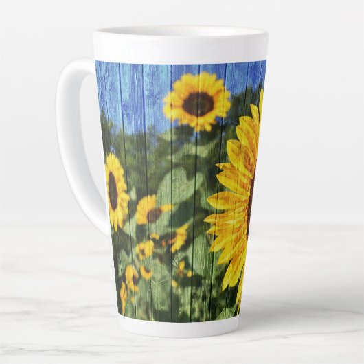 Zonnebloemen Schilderd hek Latte Mok (Linkerhoek)