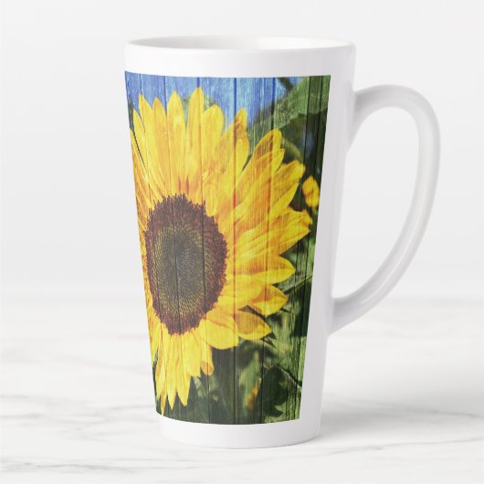 Zonnebloemen Schilderd hek Latte Mok (Rechts)