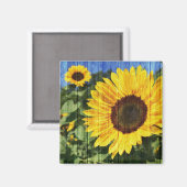 Zonnebloemen Schilderd hek Magneet (Voorkant / Achterkant)