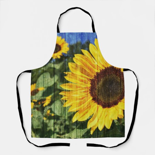 Zonnebloemen Schilderd hek Schort (Voorkant)