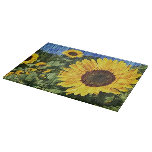 Zonnebloemen Schilderd hek Snijplank (Hoek)